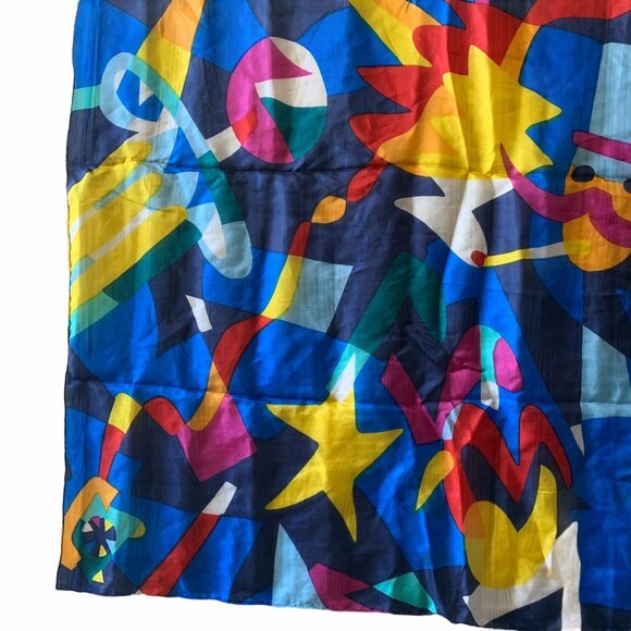 Vintage Ashley Brooke MCM Novelty Psychedelic Hand Rolled Silk Scarf - Picture 9 of 9